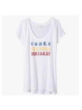 Express White Vodka Tequila Whiskey Graphic T-Shirt XS